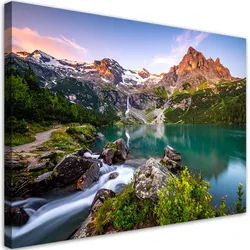 LEINWANDBILD Landschaft See Berge Natur 60x40cm