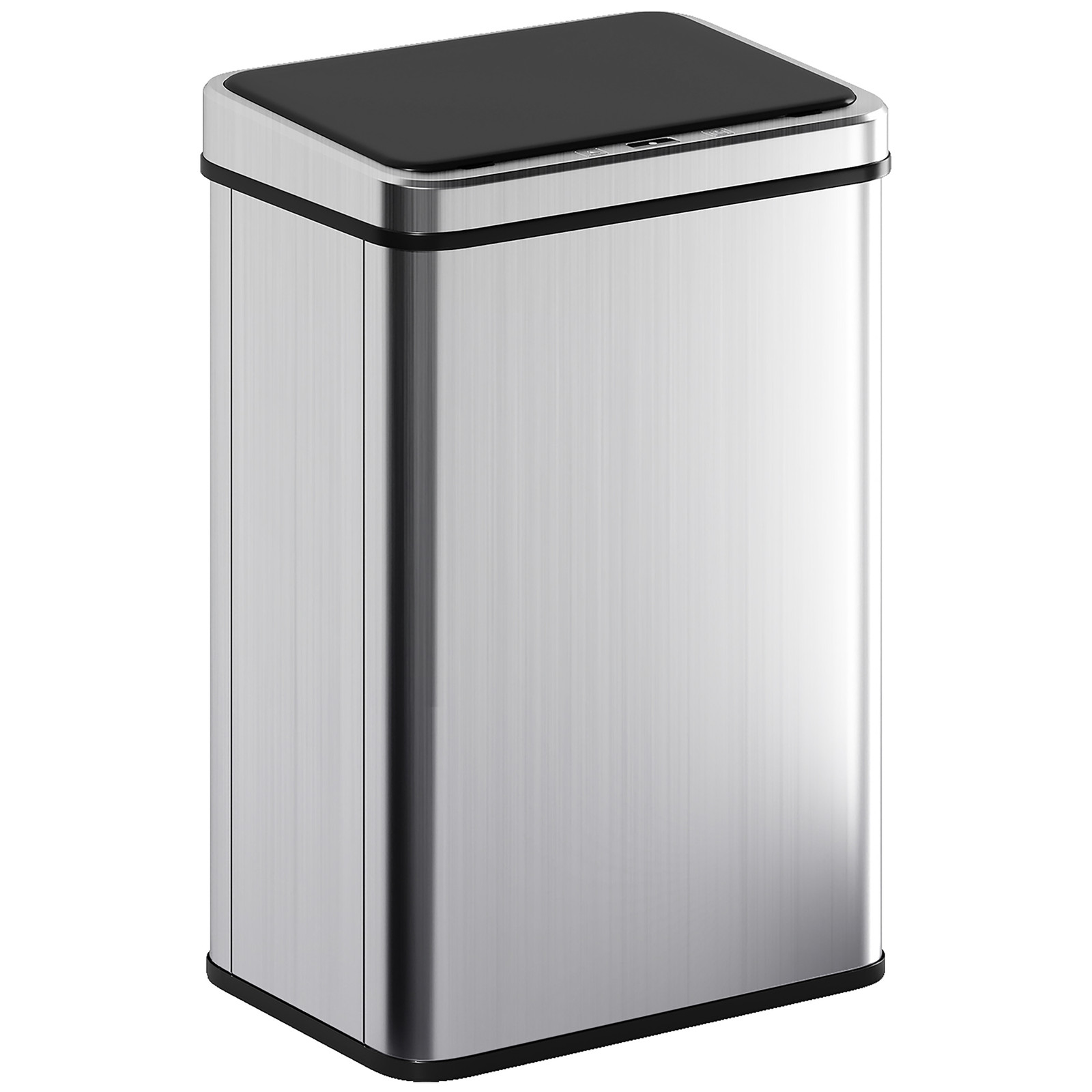 HOMCOM Sensor prullenbak 40L RVS met soft-close deksel en bewegingssensor, Zilver, B: 35,5 cm, D: 26 cm, H: 55 cm