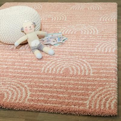 Balta Rugs Mod-Tod Hailey Kids Rainbow Print Shag Berber Area Rug