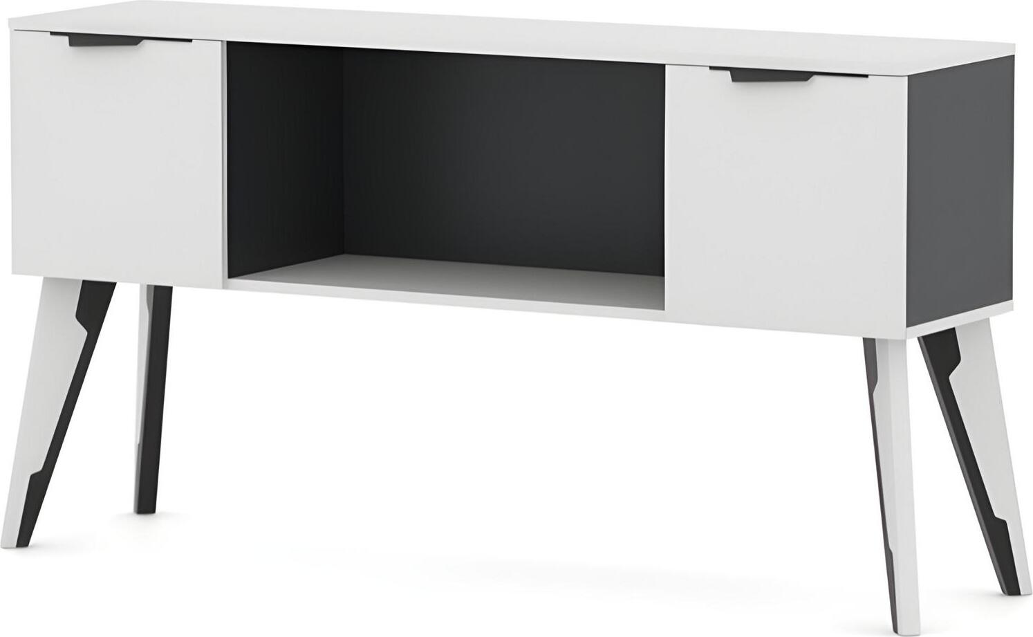Büroschrank Beistellschrank Nachtschrank mit Schubladen Weiß-Schwarz