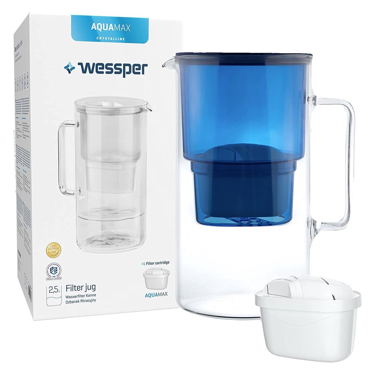 Wessper Aquamax Crystalline Filterkanne Marineblau + 1 Kartusche (2.50 l) (WES201-NB)