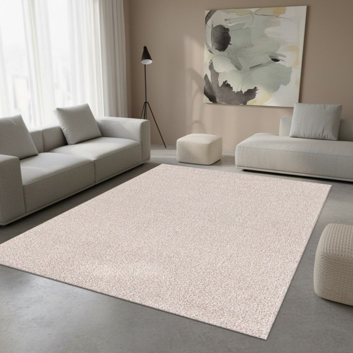 TapisTrend Designer tapijt Beige Rond Modern Effen Gemêleerd 133 cm