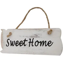 Wandschild Sweet Home, Dekoschild Holzschild, Shabby-Look 10x25x1cm ~ weiß