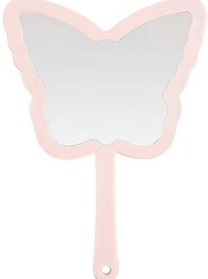 Fusion Finds Butterfly Handheld Makeup Mirror Portable Butterfly Hand Mirror For Makeup, Beauty & Travel pink