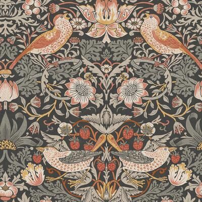 William Morris at Home William Morris Strawberry Thief Charcoal Wallpaper