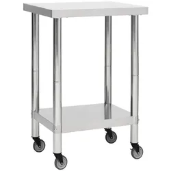 Helloshop26 - Küchenarbeitstisch mit Rollen Gourmet-Arbeitsplatte Gewerbefläche Restaurant 60 x 60 cm Edelstahl 02_0001914
