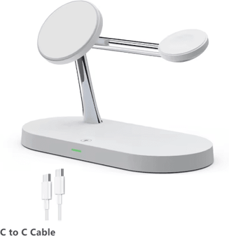 Inspire Picks 3 in 1 Magnetic Wireless Charging Station Fast MagSafe Stand For IPhone, Apple Watch & AirPods white