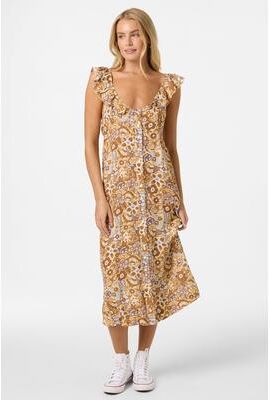 O'Neill s Carrington Izabelle Floral Midi Dress in Sherbet, Size 2XL, Viscose