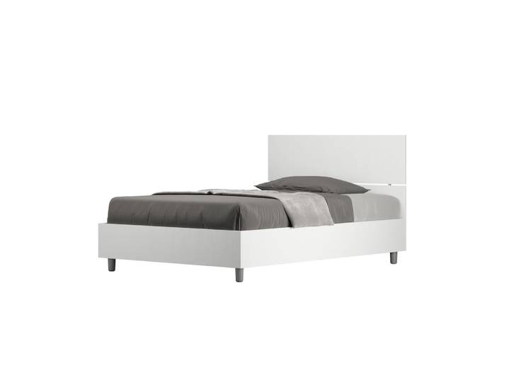 Lit coffre 120x190 tête de lit droite effet bois frêne blanc