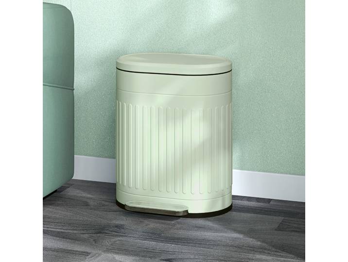 HOMCOM Poubelle 20L à Pédale Vert avec Seau Amovible