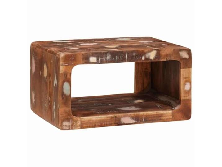 KTHLBRH Nachttisch 2 Stück braun Holz restauriert massiv 45 x 30 x 24 cm, 2 Regale, Schublade, rustikaler Stil, für Schlafzimmer