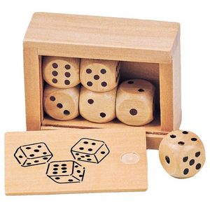 Goki Würfel HS239, Würfelkasten mit Holzwürfeln, 6 Würfel