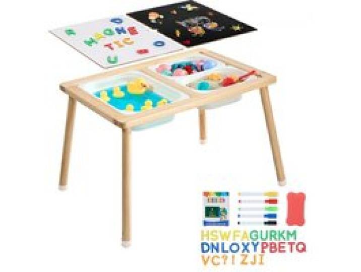 VEVOR Table Sensorielle pour Tout-Petits, Table d'Activité en Bois pour Enfants, Tableaux Magnetiques Double Face, Bacs de Rangement, Pieds Antidérapants, pour Jeux de Sable et d'Eau, Dessin, Éveil