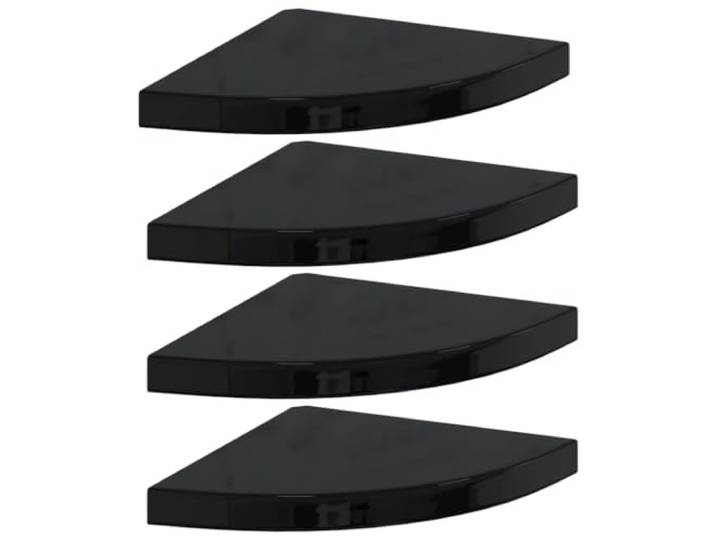 QINXIXINAIXI Eck-Schweberegale 4 STK. Hochglanz-Schwarz 35x35x3,8 cm MDF Wabenplatten-Design, Metall, unsichtbares Befestigungssystem, für Bücher und Deko, vielseitig