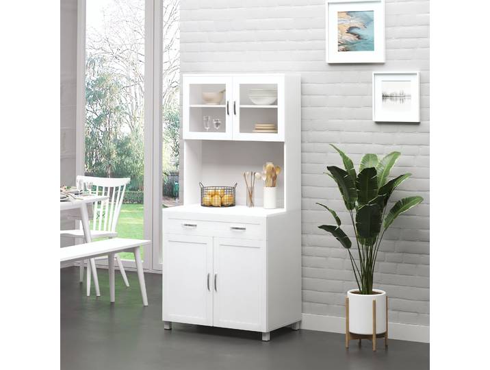 HOMCOM Buffet Cuisine Blanc Multi-Rangement MDF 2 Placards