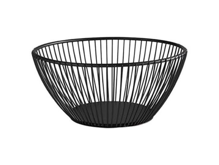 APS „SVART“ ovaler Metallgitter Korb, Stabiler Gitterkorb, L: 24 cm, B: 19 cm x H: 8 cm, Brotkorb, Obstkorb, Gemüsekorb, stapelbar, schwarz, spülmaschinengeeignet