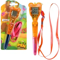 Elektronisches Spiel mit Stift 168 in 1, rosa und orangefarbenes Schlüsselband