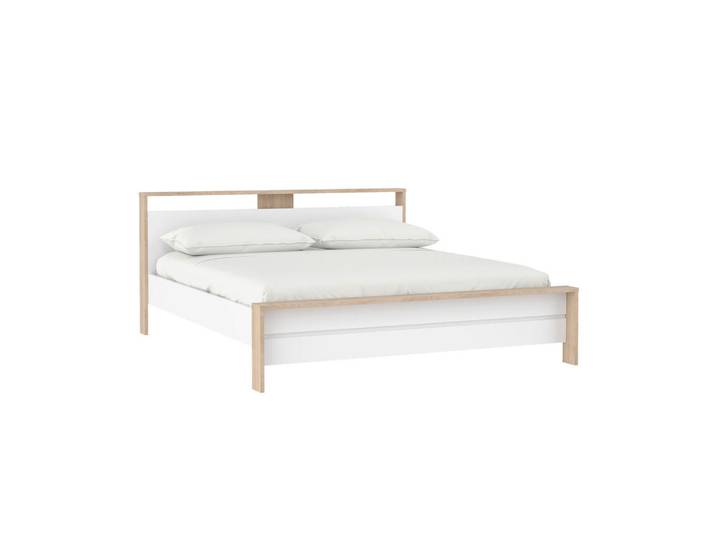 Boxxx Bett, Weiß, Eiche, 180x200 cm, FSC Mix, Made in Denmark, für Rollrost geeignet, Lattenrost geeignet, Schlafzimmer, Betten, Doppelbetten