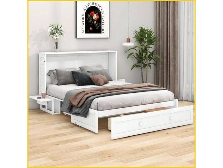 Lit Escamotable Murphy 140x200 - Schublade & Étagères - Blanc