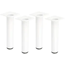 MS Beschläge 150mm Möbelfüße 4er Set runde Möbelbeine Tischfüße M10 Gewindegang