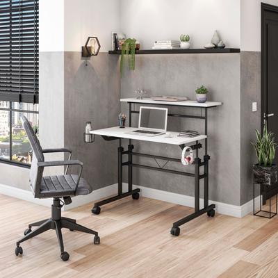 Techni Mobili Rolling Writing Desk with Height Adjustable Desktop and Moveable Shelf