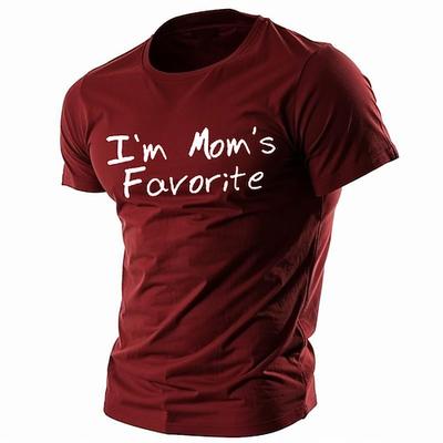 Herren Lustiges Ich bin Mamas Liebling Grafik-T-Shirt - Familiäre Beziehungen Kurzarm Olivgrüner Tee