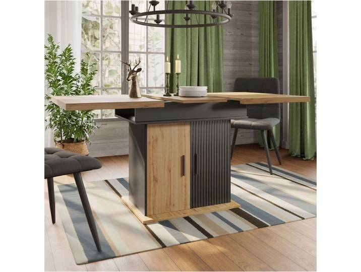 SENVIRO table extensible design bicolore avec rangement 110x80x75cm noir