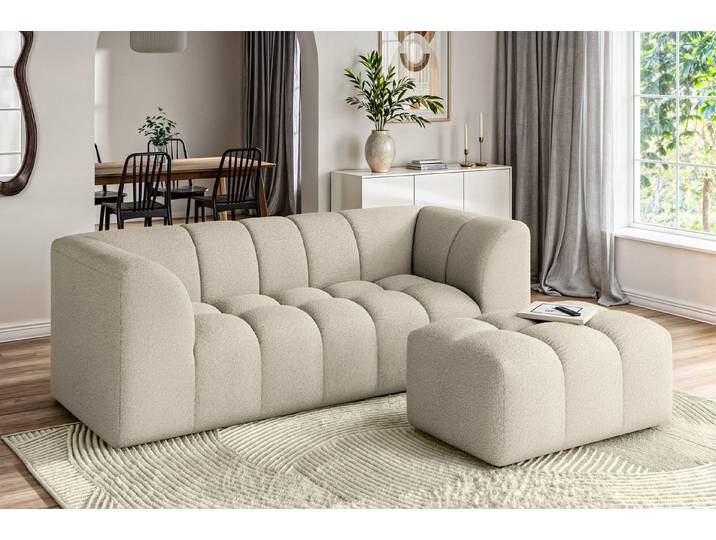 OTTO home 3-Sitzer TUURE Verlässliche Qualität, moderne Steppung, Breite 227cm, Bubble Optik, hoher Sitzkomfort, Wellenunterfederung