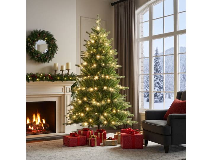 LED Weihnachtsbaum, Kunstbaum mit 210 Lichtern, klappbar, Ø112 x 180 cm