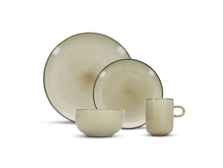 Service de table beige en grès 16-delig