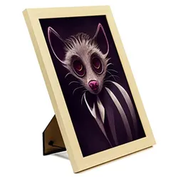 POSTER Set mit 4 Starren Poster im T Burton Goth Stil Tier A4 Rahmen aus hellem Holz