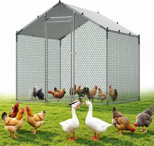 VEVOR Kippenhok met overkapping en veiligheidsslot, B/D/H: 2 x 2 x 2 m
