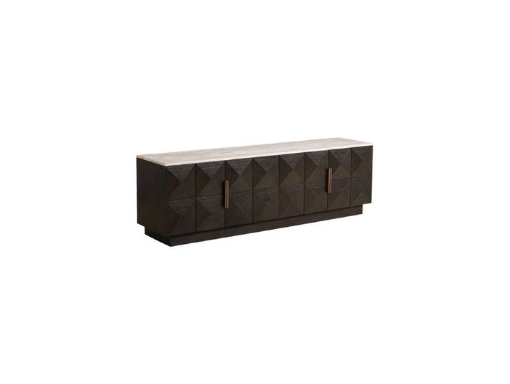 Grosses Design Lowboard „Claremont“ mit Marmorplatte, 4-türig Braun Richmond Interiors