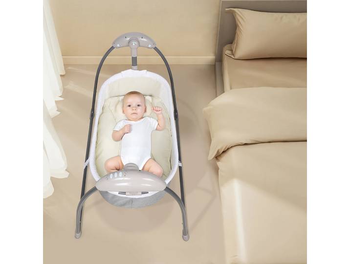Chaise balançoire électrique à distance pour bébé, avec Bluetooth intelligent, berceau pour bébé, balançoire musicale pour bébé, berceau gris