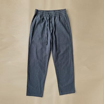 Herren Leinenhose Hose Hosen Sommerhosen Freizeithose Kordelzug Elastische Taille Gerade geschnitten Glatt Komfort Atmungsaktiv Knöchellänge Casual Täglich Festtage Modisch Klassicher Stil Schwarz
