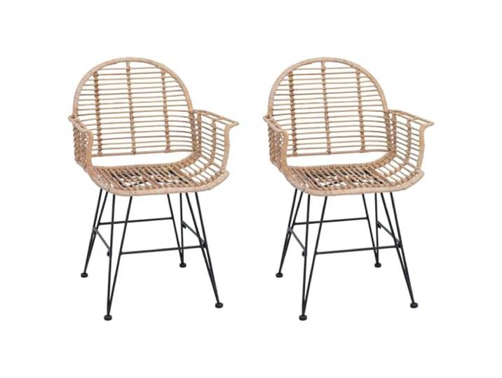 Makastle Esszimmerstuhl 2 STK. Rattan und Eisen Natur 57 x 55 x 85 cm