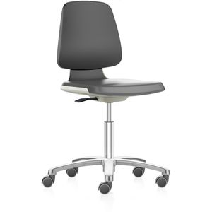bimos Arbeitsstuhl Labsit 2, schwarz / weiß, mit Rollen, Kunstleder, bis 120 kg