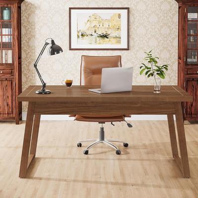 YUZHOU 55-Inch Executive Desk, Mid-Century Computer Desk with Drawer