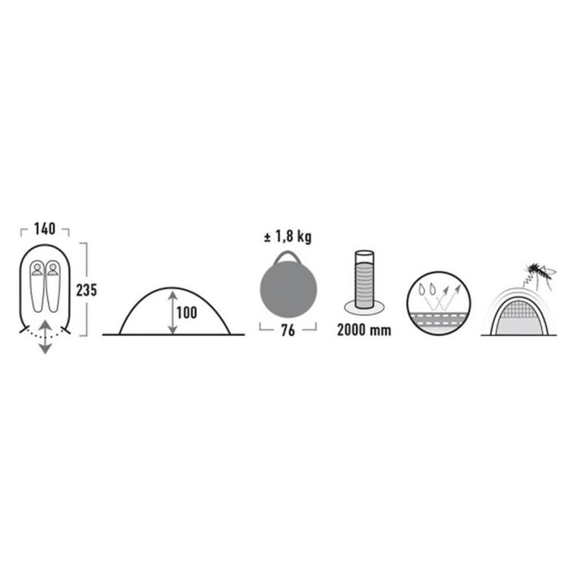High Peak Vision 2 (Wurfzelt, 1.80 kg, 2 Personen) (10108)