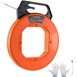VEVOR Fischband, 100 Fuß, 3/16 Zoll, Glasfaser-Drahtzieher mit optimiertem Gehäuse und Griff, benutzerfreundliches Kabelzieher-Werkzeug, flexible Drahtangelwerkzeuge für Wände und elektrische Leitungen, nicht leitend