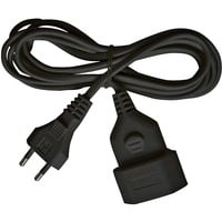 Kunststoff-Verlängerungskabel für Innen, 3 Meter schwarz, Euro-Stecker und Kupplung