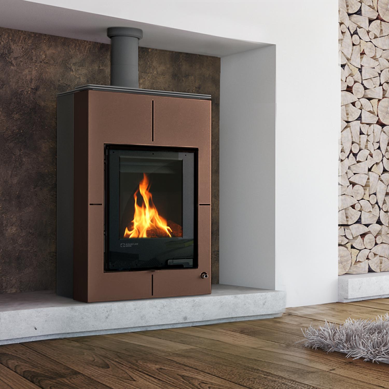 HS FLAMINGO Kaminofen AQUAFLAM VARIO SAPORO 11/7 kW - brauner Samt