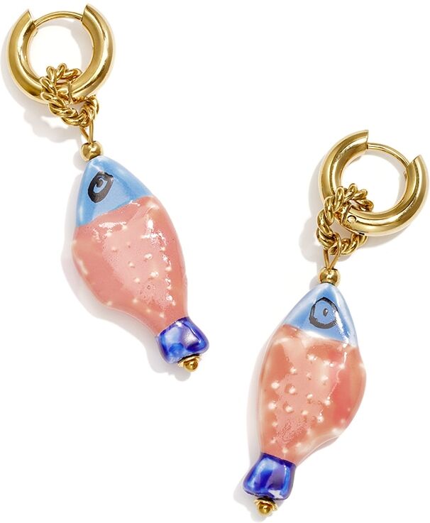 Paar Ohrhänger ADELIA´S "Ohrringe Ohrhänger mit Keramik-Fischanhängern", rosa, Ohrringe, Damen, Edelstahl, Paar Ohrhänger, Modischer Modeschmuck mit farbig gestalteten Fischanhängern