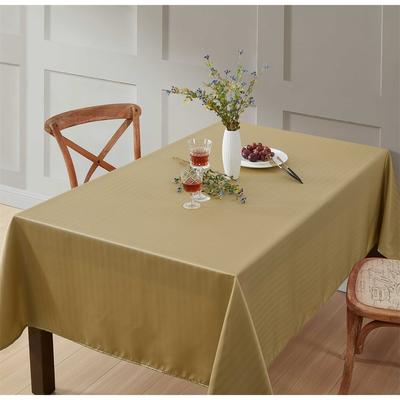 HLC.me Lincoln Jacquard Striped Fabric Tablecloth for Rectangle Table Advanced Water & Fade Resistance