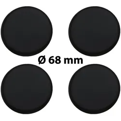 4 x Ø 68 mm Polymere Aufkleber / Schwarz / Nabenkappen, Felgendeckel