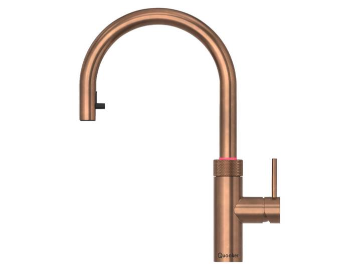 Quooker Küchenarmatur Flex Round, Messing, Metall, 4.6x40x25.6 cm, Made in Europe, flexible Anschlussschläuche, herausziehbarer Auslauf, Keramikkartusche, Kindersicherung, Trinkwassersystem, für kochendes Wasser geeignet, Sprudelwasser geeignet, Küchen, Küchenausstattung, Küchenarmaturen
