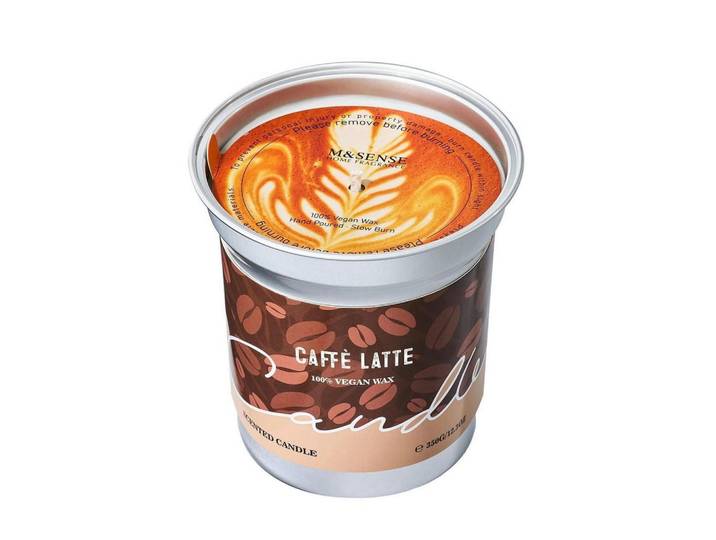 Duftkerze Caffe Latte 350g Sojawachs vegan Brenndauer bis 73 Std., Braun, Paraffin, 7 cm, Dekoration, Kerzen & Kerzenhalter, Duftkerzen