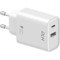 DLH 20W USB-C & 12W USB-A CHARGER (32 W, 2 Ports), USB Ladegerät, Weiss