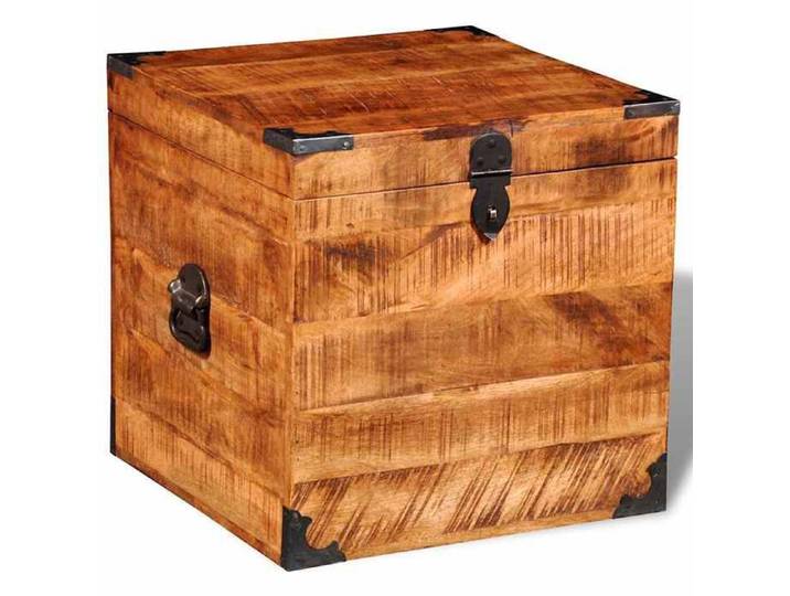 COFFRE - MALLE - rangement - Coffre de rangement cubique - Bois de manguier brut - Assemblage requis（9079）