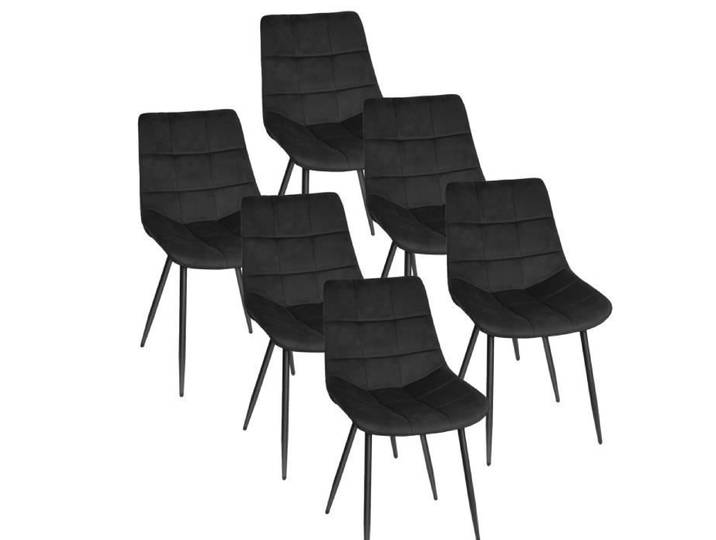 Chaises en velours - JEOBEST - Modèle de cuillère à neuf compartiments - Noir - Lot de 6
